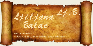 Ljiljana Balać vizit kartica